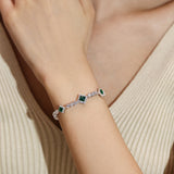 FANCIME „Square Sparkle“ April Geburtsstein-Tennisarmbänder aus Sterlingsilber 