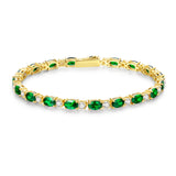 FANCIME „Glamour Radiance“ Armband aus Sterlingsilber mit Geburtsstein Mai, Tennis-Smaragd im Fantasieschliff 