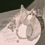 Wisteria Bloom Drop Pearl Silver Earrings