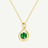 "Étreinte Infinie" Pendentif en Argent Sterling avec Symbole Infini et Pierre de Naissance de Mai Émeraude - Or