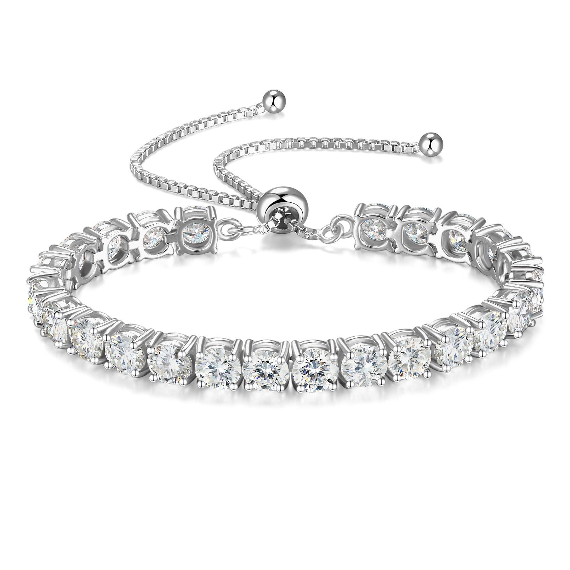 FANCIME „The One“ Moissanit-Bolo-Tennisarmband aus Sterlingsilber 