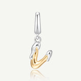 Molten Love Initial Charm Letter V in Sterling Silver