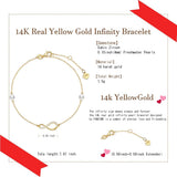Bracelet infini en or jaune 14K avec perles d'eau douce de 4MM, bracelet ajustable, bijoux fins