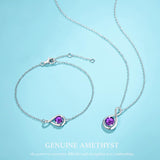 Armband aus Sterlingsilber mit dem Geburtsstein Amethyst und dem Unendlichkeitssymbol „Unendliche Umarmung“ für Februar