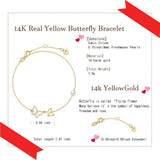 14-karätiges Gelbgold-Schmetterlingsarmband mit 4 mm Süßwasserperlen, luxuriöses, verstellbares Armband mit echten Perlen