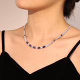 „Glamour Radiance“ – Tennis-Halskette aus Sterlingsilber mit Amethyst als Geburtsstein für Februar (ausgefallener Schliff) 