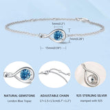 Armband aus Sterlingsilber mit dem Geburtsstein „Unendliche Umarmung“ (Dezember) – Londoner Topas, Unendlichkeitssymbol