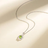 "Infinite Embrace" August Birthstone Peridot Infinity Symbol Sterling Silver Pendant Necklace - Silver