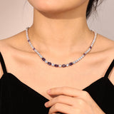 „Glamour Radiance“ – Tennis-Halskette aus Sterlingsilber mit Amethyst als Geburtsstein für Februar (ausgefallener Schliff) 