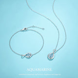 Armband „Unendliche Umarmung“ aus Sterlingsilber mit Aquamarin, Geburtsstein März, Unendlichkeitssymbol