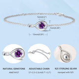 Armband aus Sterlingsilber mit dem Geburtsstein Amethyst und dem Unendlichkeitssymbol „Unendliche Umarmung“ für Februar