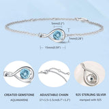 Armband „Unendliche Umarmung“ aus Sterlingsilber mit Aquamarin, Geburtsstein März, Unendlichkeitssymbol