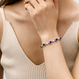FANCIME „Ms Charming“ Halo Herz Saphir Sterling Silber Tennisarmband