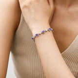 Bracelet en argent sterling Tennis Améthyste FANCIME "Ms Charming" Halo Heart