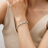 FANCIME „Ms Charming“ Halo Herz März Geburtsstein Aquamarin Sterling Silber Tennisarmband