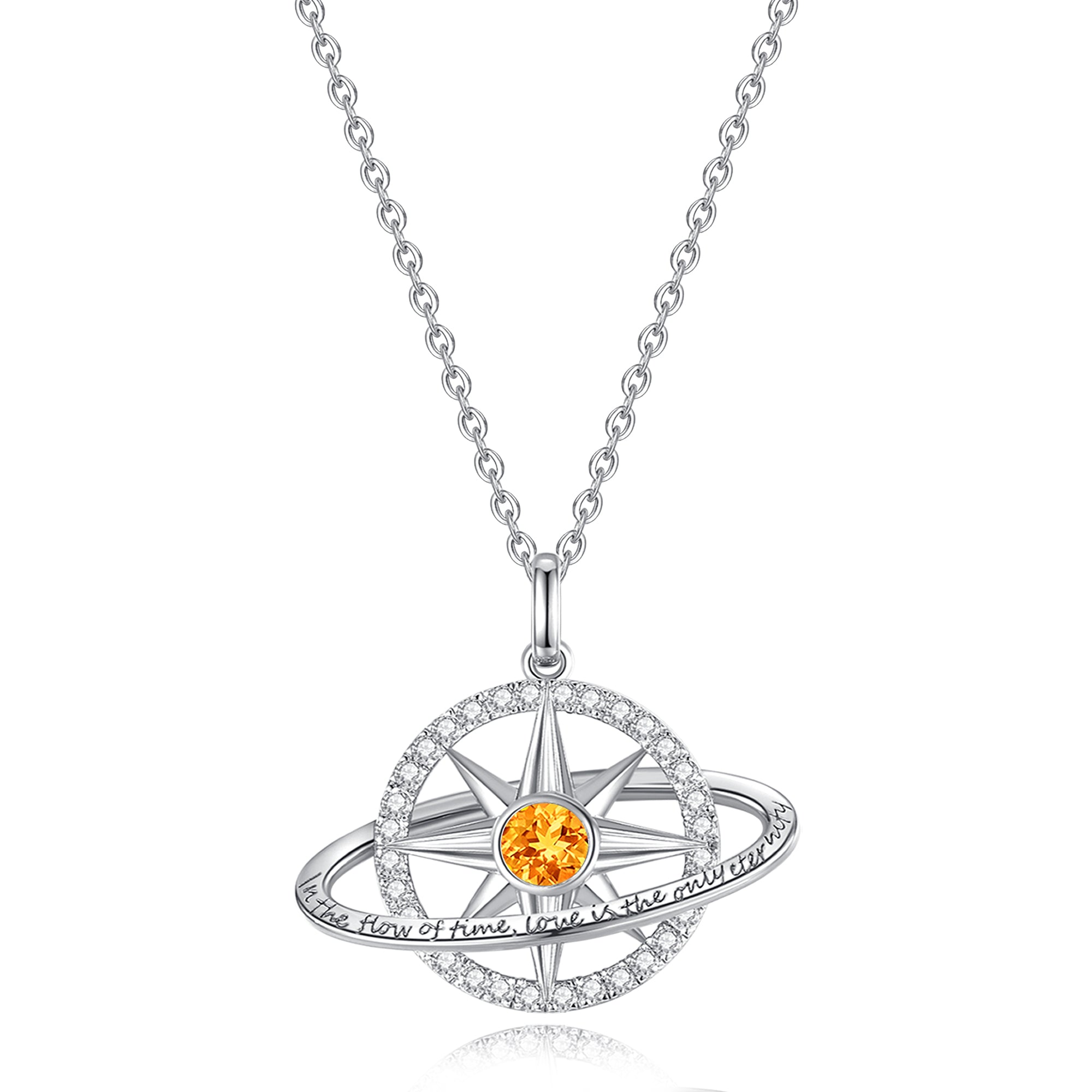 FANCIME „Stellar Promise“ Citrin-Geburtsstein-Halskette aus Sterlingsilber für November
