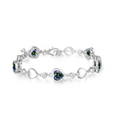 FANCIME Halo Herz Armband mit Alexandrit, Geburtsstein Juni, Station Tennis Sterling Silber