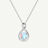 "Unendliche Umarmung" Geburtsstein Juni Mondstein Unendlichkeitszeichen Sterling Silber Anhänger Halskette - Silber