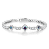 FANCIME „Square Sparkle“ Juni Geburtsstein-Tennisarmbänder aus Sterlingsilber 
