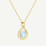 „Unendliche Umarmung“ Juni Geburtsstein Mondstein Unendlichkeits-Symbol Sterling Silber Anhänger Halskette – Gold