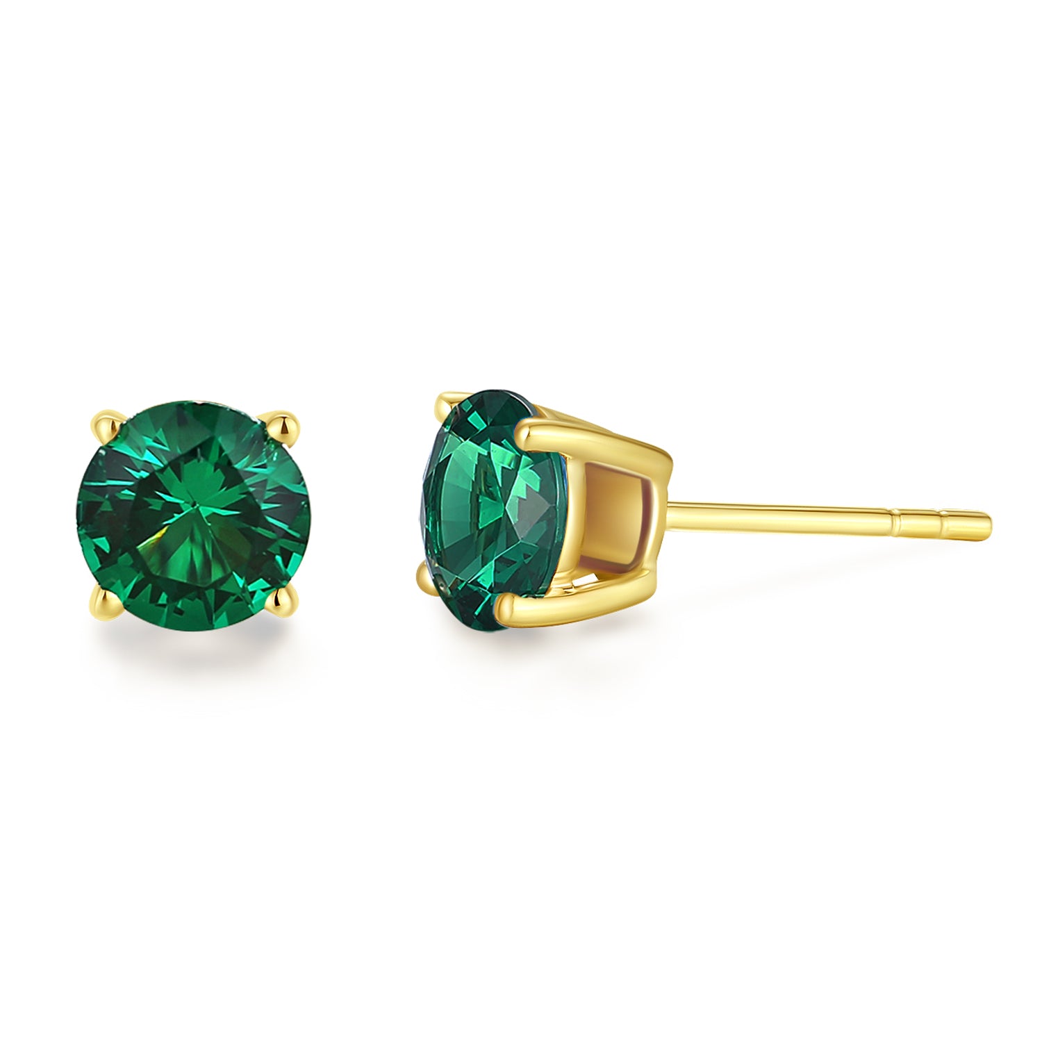 FANCIME Runde Ohrstecker aus 14-karätigem Gelbgold mit Edelsteinen