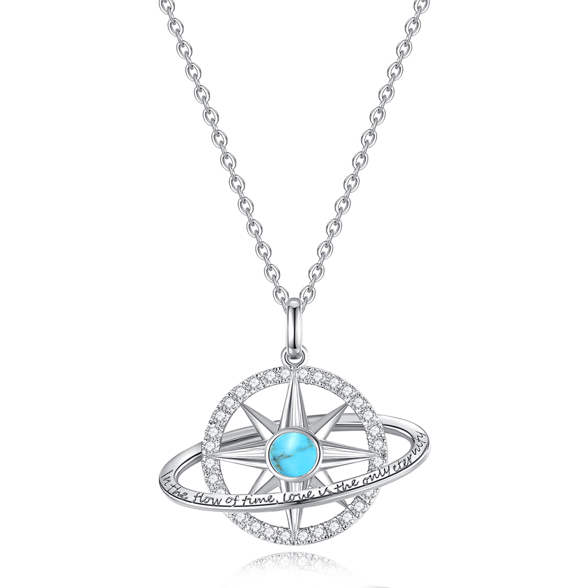 FANCIME „Stellar Promise“ Türkis-Geburtsstein-Halskette aus Sterlingsilber für Dezember