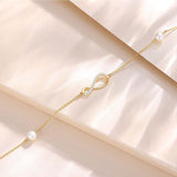 Bracelet infini en or jaune 14K avec perles d'eau douce de 4MM, bracelet ajustable, bijoux fins