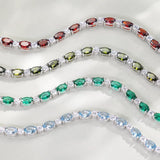Armband „Glamour Radiance“ – Geburtsstein Januar, Tennis-Granat im Fantasieschliff, Sterlingsilber