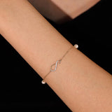 Bracelet infini en or jaune 14K avec perles d'eau douce de 4MM, bracelet ajustable, bijoux fins