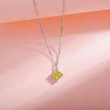 FANCIME „Princess Dream“ Gelber Citrin November Square Edelstein Sterling Silber Halskette 