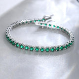 „Royal Fortune“ Grünes Smaragd-Tennisarmband aus Sterlingsilber 