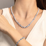 FANCIME „Glamour Radiance“ Geburtsstein März, Aquamarin im Fantasieschliff, Sterlingsilber-Tenniskette