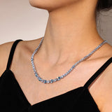 FANCIME „Glamour Radiance“ Geburtsstein März, Aquamarin im Fantasieschliff, Sterlingsilber-Tenniskette