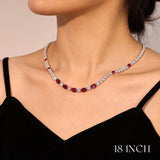 „Glamour Radiance“ Juli-Geburtsstein-Tennis-Halskette aus Sterlingsilber mit Rubin im Fantasieschliff und auffälligem Rubin-Schliff 