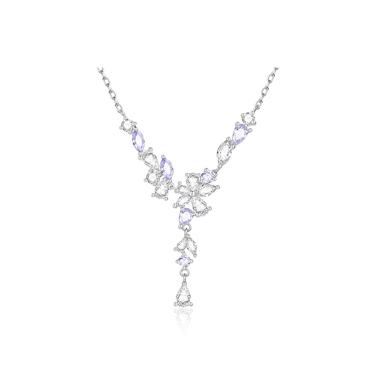FANCIME „Wisteria Bouquet“ Y-Halskette aus Sterlingsilber mit Blumenanhänger 