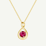 "Infinite Embrace" July Birthstone Ruby Infinity Symbol Sterling Silver Pendant Necklace - Gold