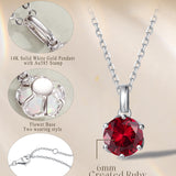 FANCIME “Everbloom” Pendentif en Rubis en Or Blanc 14K avec Chaîne en Argent Sterling