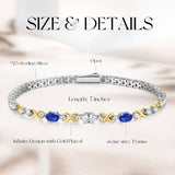 FANCIME „Eternal Duo“ September Geburtsstein Saphir Sterling Silber Tennisarmbänder 