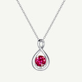 "Infinite Embrace" July Birthstone Ruby Infinity Symbol Sterling Silver Pendant Necklace - Silver