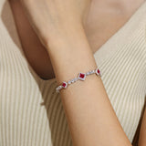 Bracelets de tennis en argent sterling rubis "Square Sparkle" pierre de naissance de juillet FANCIME