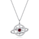 FANCIME „Stellar Promise“ Granat-Geburtsstein-Halskette aus Sterlingsilber für Januar
