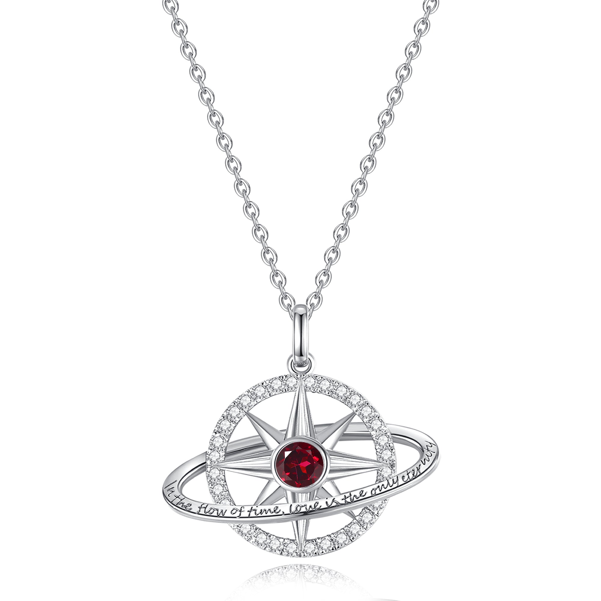 FANCIME „Stellar Promise“ Granat-Geburtsstein-Halskette aus Sterlingsilber für Januar