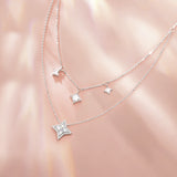 Collier en argent sterling "Starlit Melody" à deux couches
