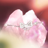 FANCIME „Pearl Kiss“ Schmetterlings-Schleifenarmband aus Sterlingsilber