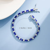 Armband „Glamour Radiance“ mit Geburtsstein September: Ausgefallener blauer Saphir im Tennis-Schliff, Sterlingsilber 