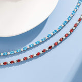 "Radiance Glamour" Bracelet Tennis en Argent Sterling Rubis Taille Fantaisie Pierre de Naissance de Juillet