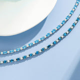 Armband „Glamour Radiance“ mit Geburtsstein Dezember, ausgefallen geschliffenem Tennis-Blautopas, Sterlingsilber 