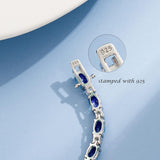 Armband „Glamour Radiance“ mit Geburtsstein September: Ausgefallener blauer Saphir im Tennis-Schliff, Sterlingsilber 