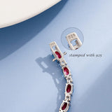 "Radiance Glamour" Bracelet Tennis en Argent Sterling Rubis Taille Fantaisie Pierre de Naissance de Juillet