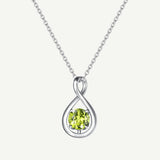 "Infinite Embrace" August Birthstone Peridot Infinity Symbol Sterling Silver Pendant Necklace - Silver
